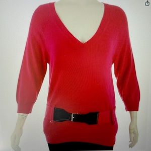 Michael Kors Womens Pink Sweater Belted new v neckline